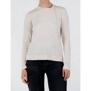 NEW STATESIDE slub jersey long sleeve twist mock neck top in stone